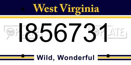 I856731 West Virginia License Plate