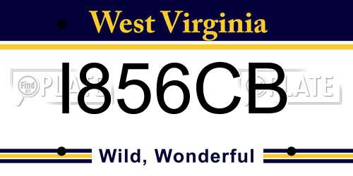 I856CB West Virginia License Plate