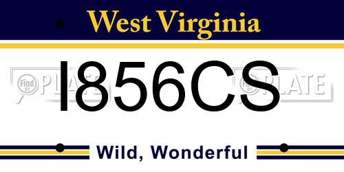 I856CS West Virginia License Plate