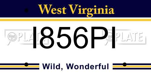 I856PI West Virginia License Plate