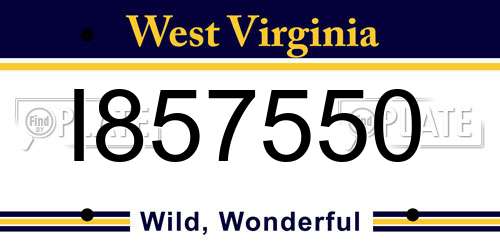 I857550 West Virginia License Plate