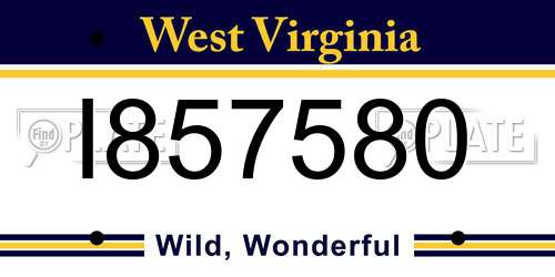 I857580 West Virginia License Plate