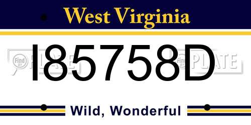 I85758D West Virginia License Plate