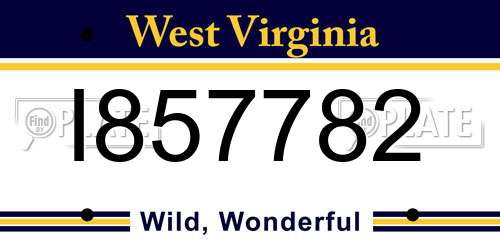 I857782 West Virginia License Plate
