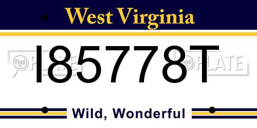 I85778T West Virginia License Plate