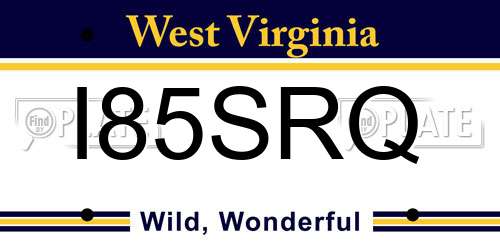 I85SRQ West Virginia License Plate