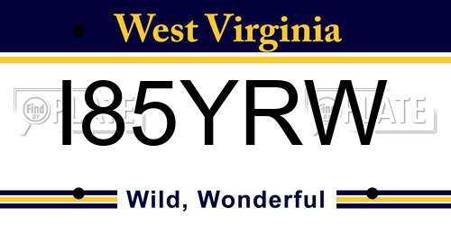 I85YRW West Virginia License Plate