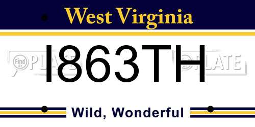 I863TH West Virginia License Plate