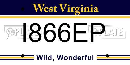I866EP West Virginia License Plate