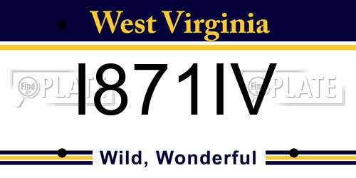 I871IV West Virginia License Plate