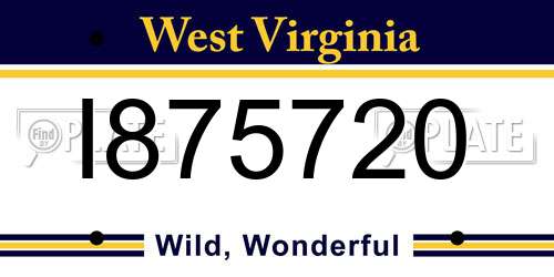 I875720 West Virginia License Plate