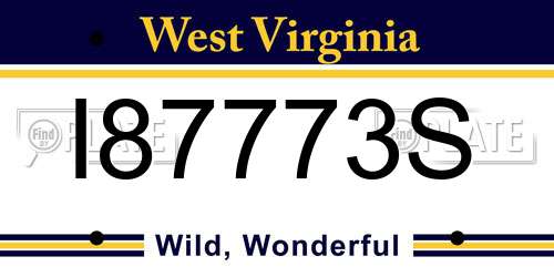 I87773S West Virginia License Plate
