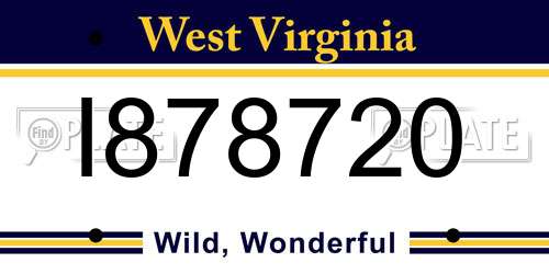 I878720 West Virginia License Plate