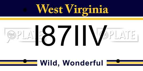 I87IIV West Virginia License Plate
