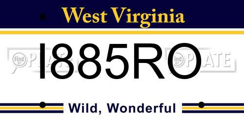 I885RO West Virginia License Plate