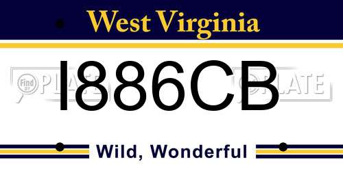I886CB West Virginia License Plate