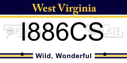 I886CS West Virginia License Plate