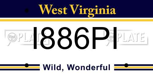 I886PI West Virginia License Plate