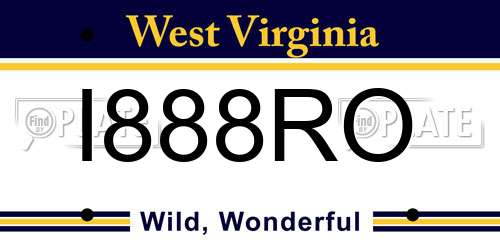 I888RO West Virginia License Plate