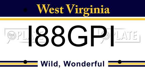 I88GPI West Virginia License Plate