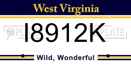 I8912K West Virginia License Plate