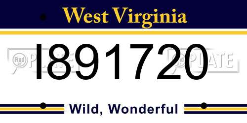 I891720 West Virginia License Plate