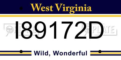 I89172D West Virginia License Plate