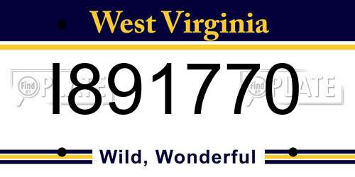 I891770 West Virginia License Plate