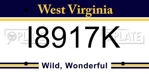I8917K West Virginia License Plate