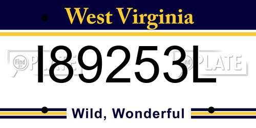 I89253L West Virginia License Plate