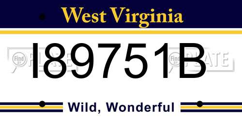 I89751B West Virginia License Plate