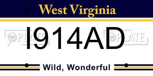 I914AD West Virginia License Plate