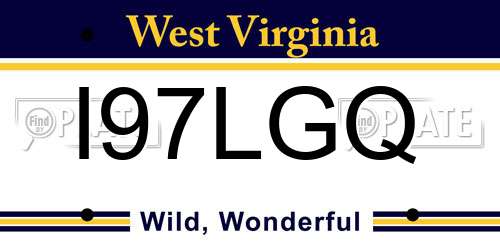 I97LGQ West Virginia License Plate