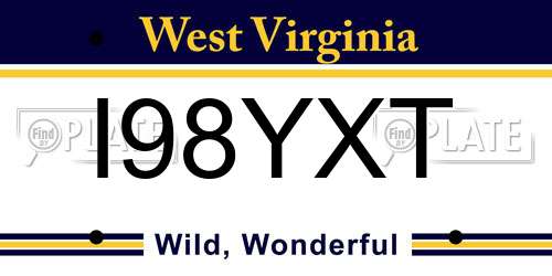 I98YXT West Virginia License Plate