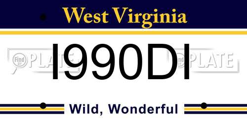 I990DI West Virginia License Plate