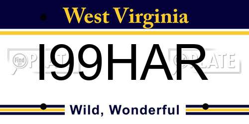 I99HAR West Virginia License Plate