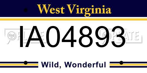 IA04893 West Virginia License Plate