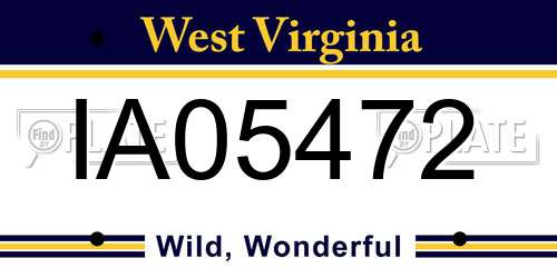 IA05472 West Virginia License Plate