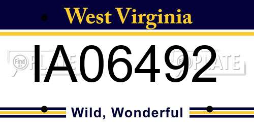 IA06492 West Virginia License Plate