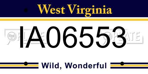 IA06553 West Virginia License Plate