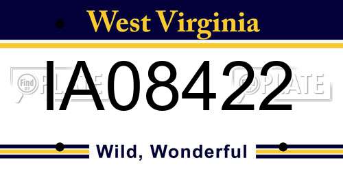 IA08422 West Virginia License Plate