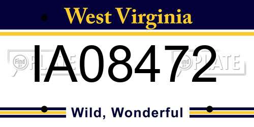 IA08472 West Virginia License Plate