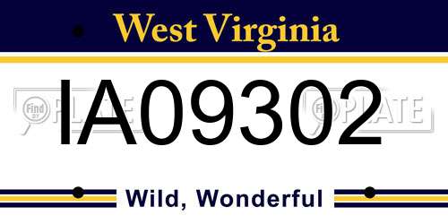 IA09302 West Virginia License Plate