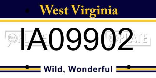 IA09902 West Virginia License Plate