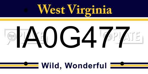 IA0G477 West Virginia License Plate