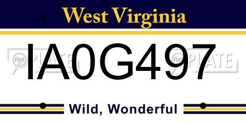 IA0G497 West Virginia License Plate