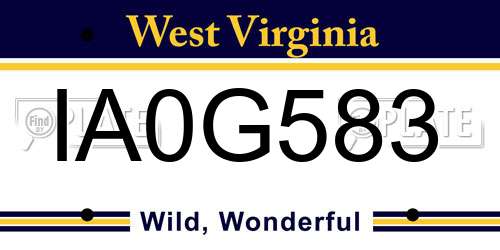 IA0G583 West Virginia License Plate
