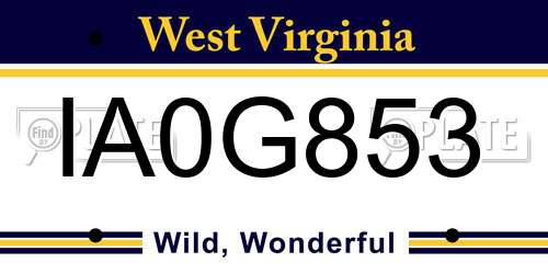 IA0G853 West Virginia License Plate