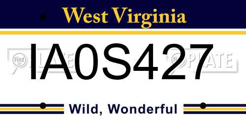 IA0S427 West Virginia License Plate
