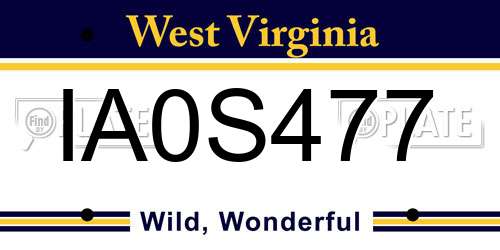 IA0S477 West Virginia License Plate